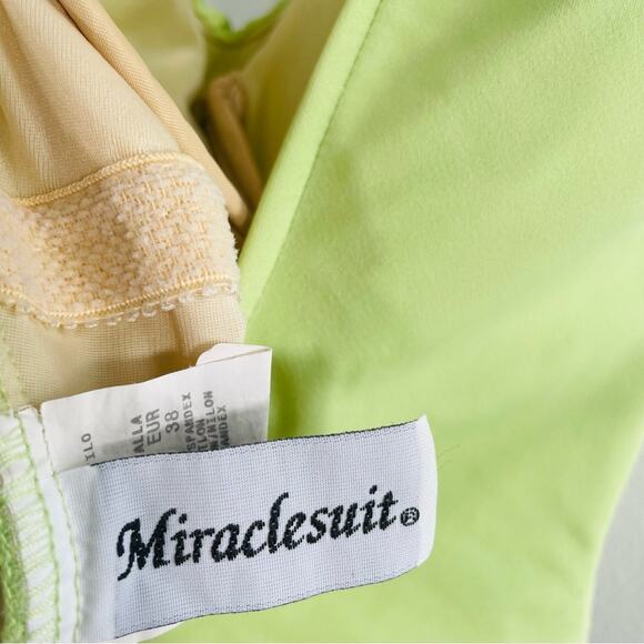 Miraclesuit Lime Green Black Colorblock One Piece Underwire Low Back Swim 8 - Picture 8 of 9